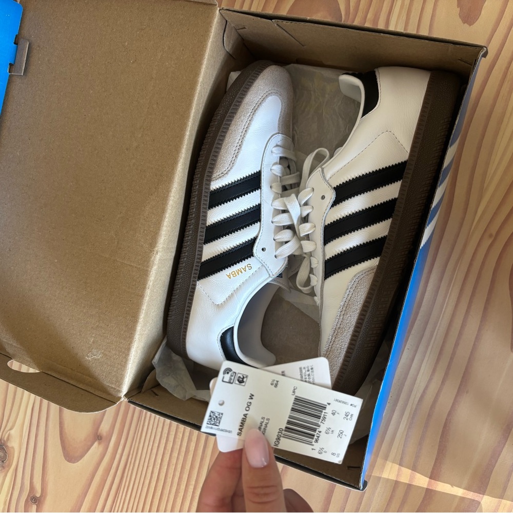 Adidas Samba OG Sneaker - White Black and Tan sole